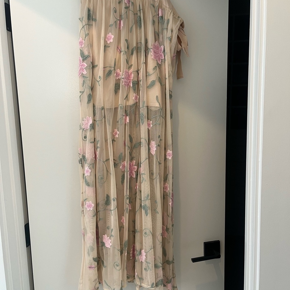 Floral Embroidered sheer skirt
